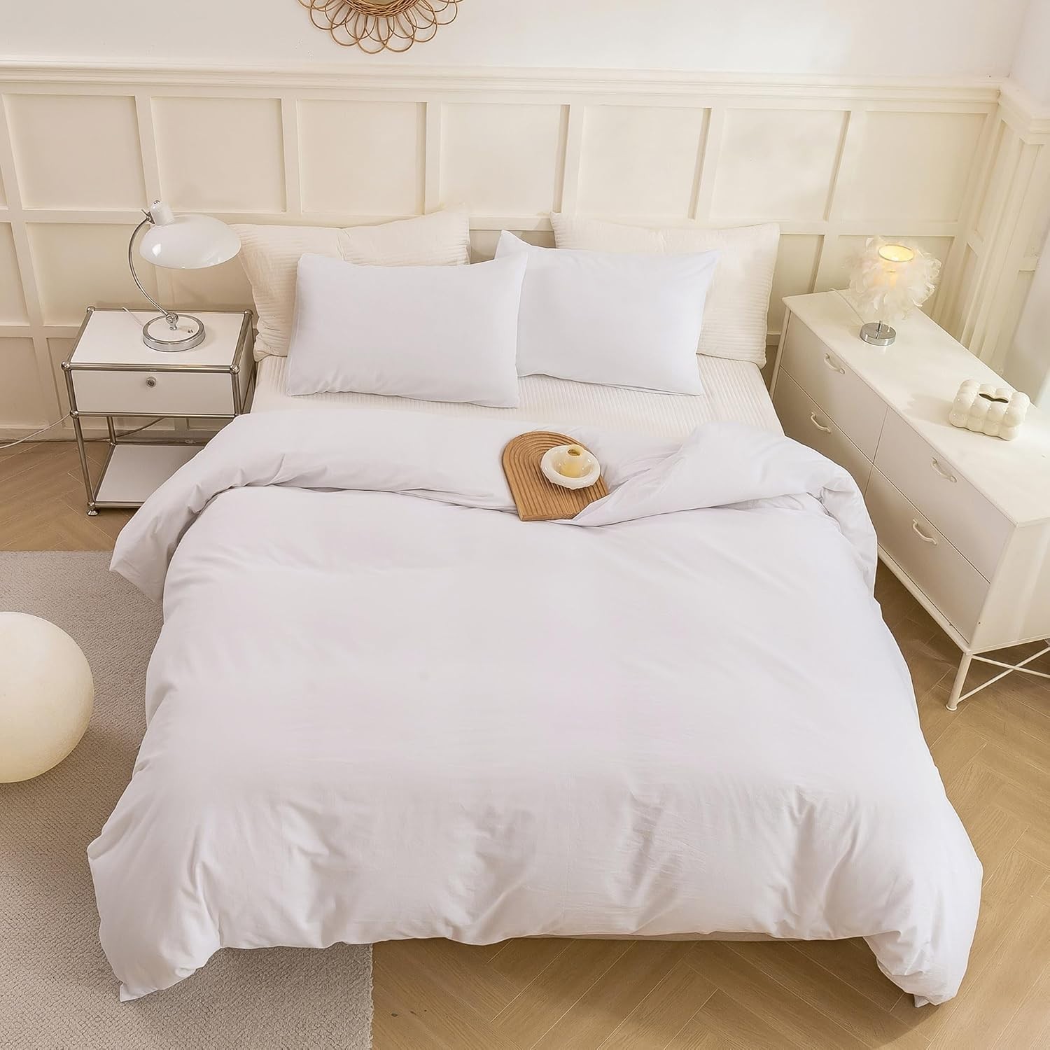 Off  White  Cotton Comforter Cover with buttons in king, Queen and other size.