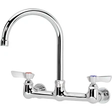 Krowne Commercial Series 8" Center Wall Mount Faucet 6" Gooseneck 12-801L