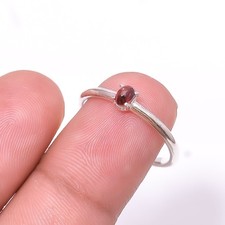 Red Garnet - Mozambique Solitaire Gemstone 925 Sterling Silver Ring s.7 Sku7