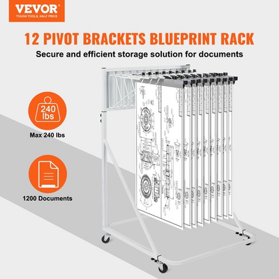 #ad #ad HOT Mobile Blueprint Storage Rack Plan Holder with 12 Pivot Brackets 240 lbs $113.99