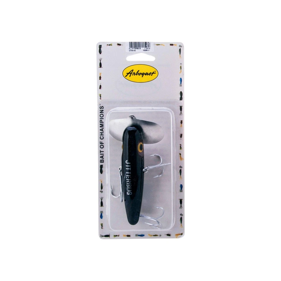 Señuelo Arbogast Jitterbug 4 1 2 oz negro Topwater para pesca de lubina Foto 3 de 3