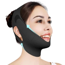 Chin Strap for Sleeping, Adjustable Jaw Strap, V Line Lifting Mask, Black, Me...