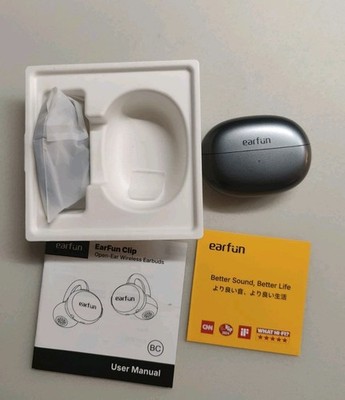 EarFun Clip Ear Cuff Earphones Bluetooth 6.0 LDAC Open Ear Earbuds, Silver Gray
