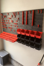 Wall Mount Tool Storage Cabinet Box Organiser Set 97 Pieces Black Red Workshop