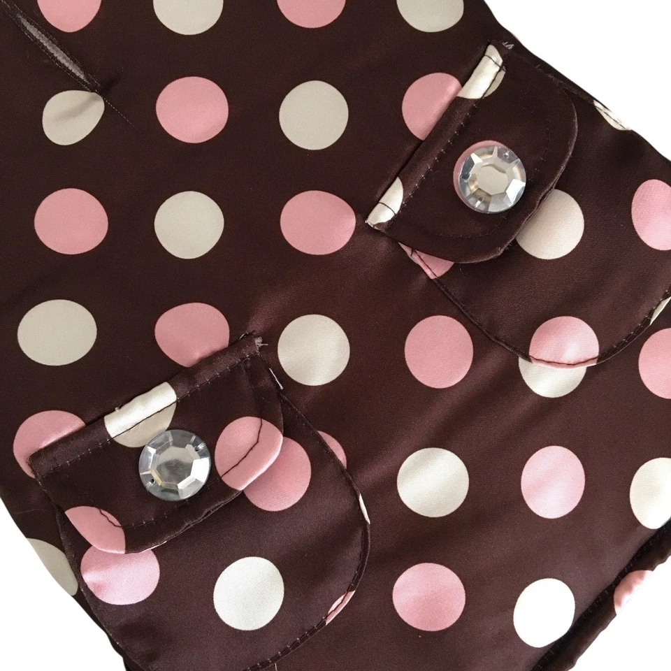 Abrigo Chaqueta LuLu Rosa Lunares Satinado Perro Imitación Piel Polar Marrón Rosa Talla S Foto 3 de 4