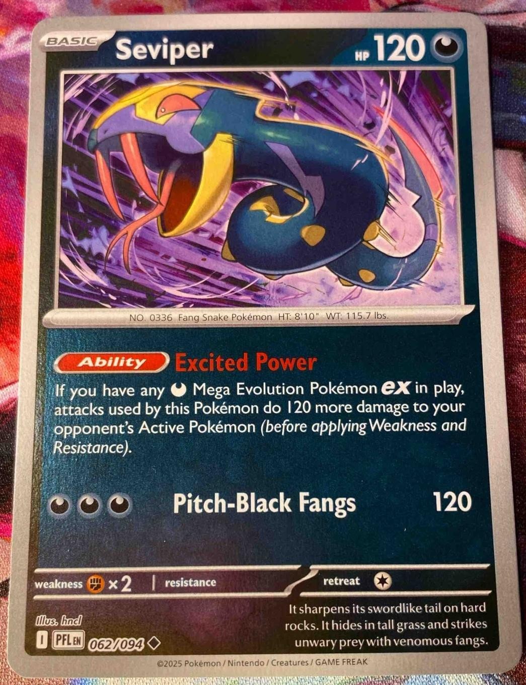 2025 Pokemon Phantasmal Flames Seviper #062/094 Uncommon Reverse Holo Foil
