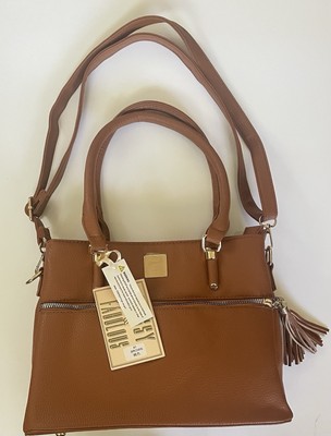 Brown Vegan Leather Purse Satchel Trifold Organizer Business Work Vacation