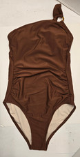 Kona Sol Swimwear/One Piece/One Shoulder/Padded Bra/Brown/Size S 4-6