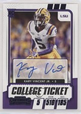 2021 Contenders Draft Picks College Game Ticket Purple Kary Vincent Jr Auto 0l2