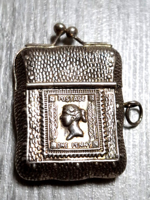 Antikes Sterling Silber Vesta Etui Penny rot Queen Victoria 925 um 1900