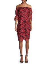 TRINA TURK Womens Red Lined 3/4 Sleeve Knee Length Formal Sheath Dress 6