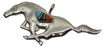 Joseph Martinez Navajo Assorted Stone Sterling Horse Pendant
