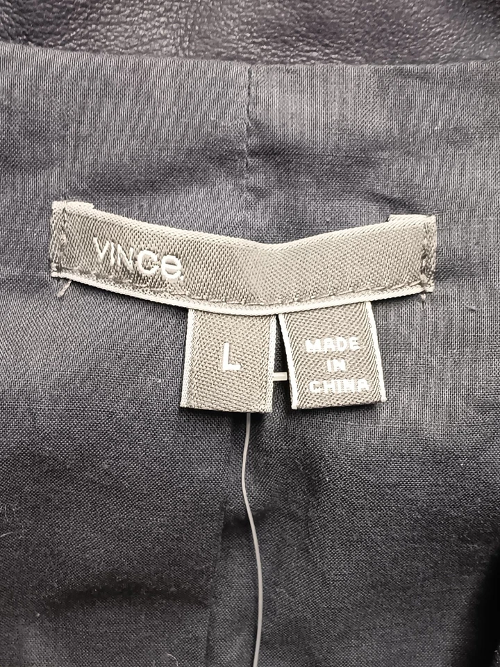 VINCE Women’s Goat Leather Mixed Media Moto Vest Ink Blue Size L NWT $695 - Image 2 of 4