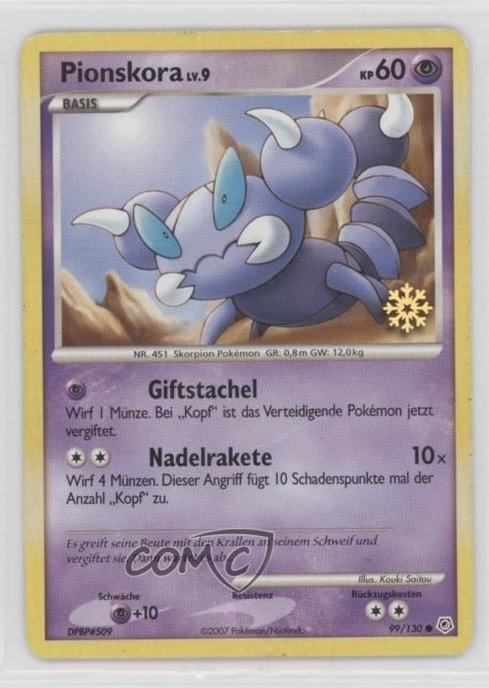 Skorupi (Snowflake Stamp) German Pokemon Diamond & Pearl #99 2007