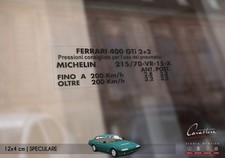 VETROFANIA SPECULARE PRESSIONE GOMME FERRARI 400 GT i 2+2 | 12x4 cm