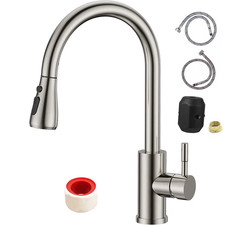 Image of Modern Monobloc Pull Out Kitchen Mixer Tap Dual Spout Spray Single Lever Chrome