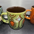 Mexican Folk Art Pottery Set Of 4 Coffee Cups, Bubble Mugs, Hand Made — photo 4