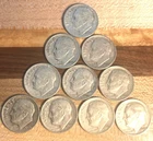 Lot of 10 - 1946 S Roosevelt 90% Silver Dimes. Circulated