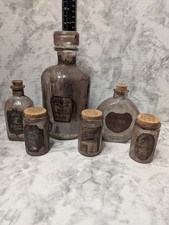 6 Custom Glass Witch Gothic Potion Bottle Jar Halloween Haunted House Decor 1