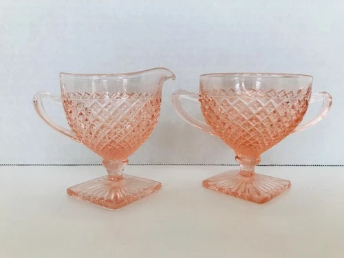 Anchor Hocking Pink Miss America Depression Glass Creamer & Sugar Bowl