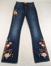 Johnny Was The Boot Jean Womens 26 High Rise Slim Fit Floral Embroidered NWT