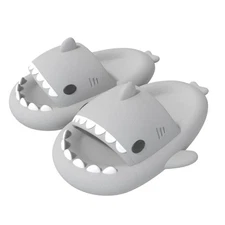 Allgala Shark Slides for Women Men & Kids Light Grey Open Toe Cushioned Sandals