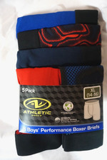 ATHLETIC WORKS BOYS 5 PACK ASSORTED PERFORMANCE BOXER BRIEFS/SIZE XL 14-16 /NEW