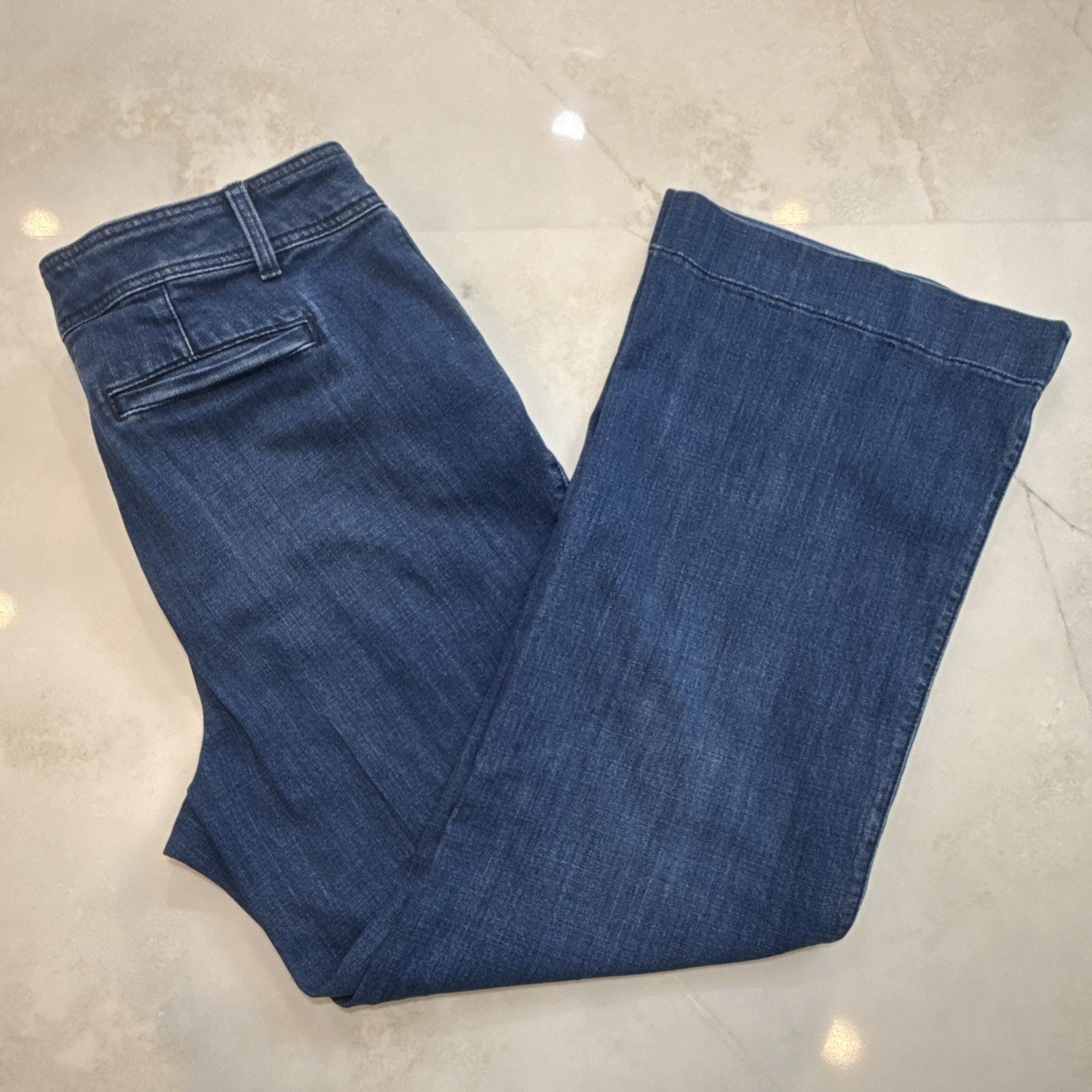Talbots Women’s Flare Jeans Dark Wash Size 16 High Rise Wide Leg Denim