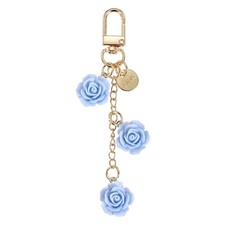 Flower Charm Keychain Light Blue Rose Pendant Keychains