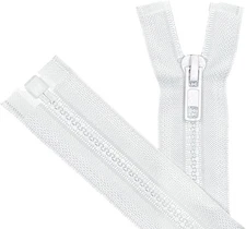 2PCS 5 31 Inch Separating Jacket Zippers, White Molded Plastic, Bulk Sewing