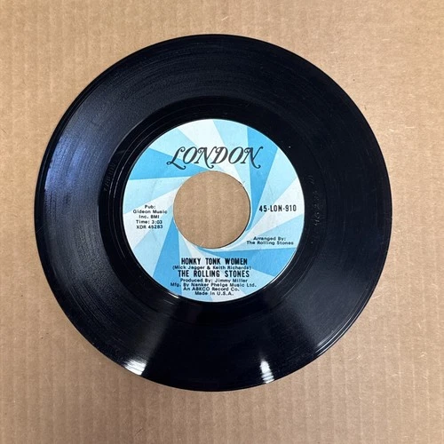 45 rpm Vintage 7” Vinyl Single Record Jukebox Rolling Stones Honky Tonk Women