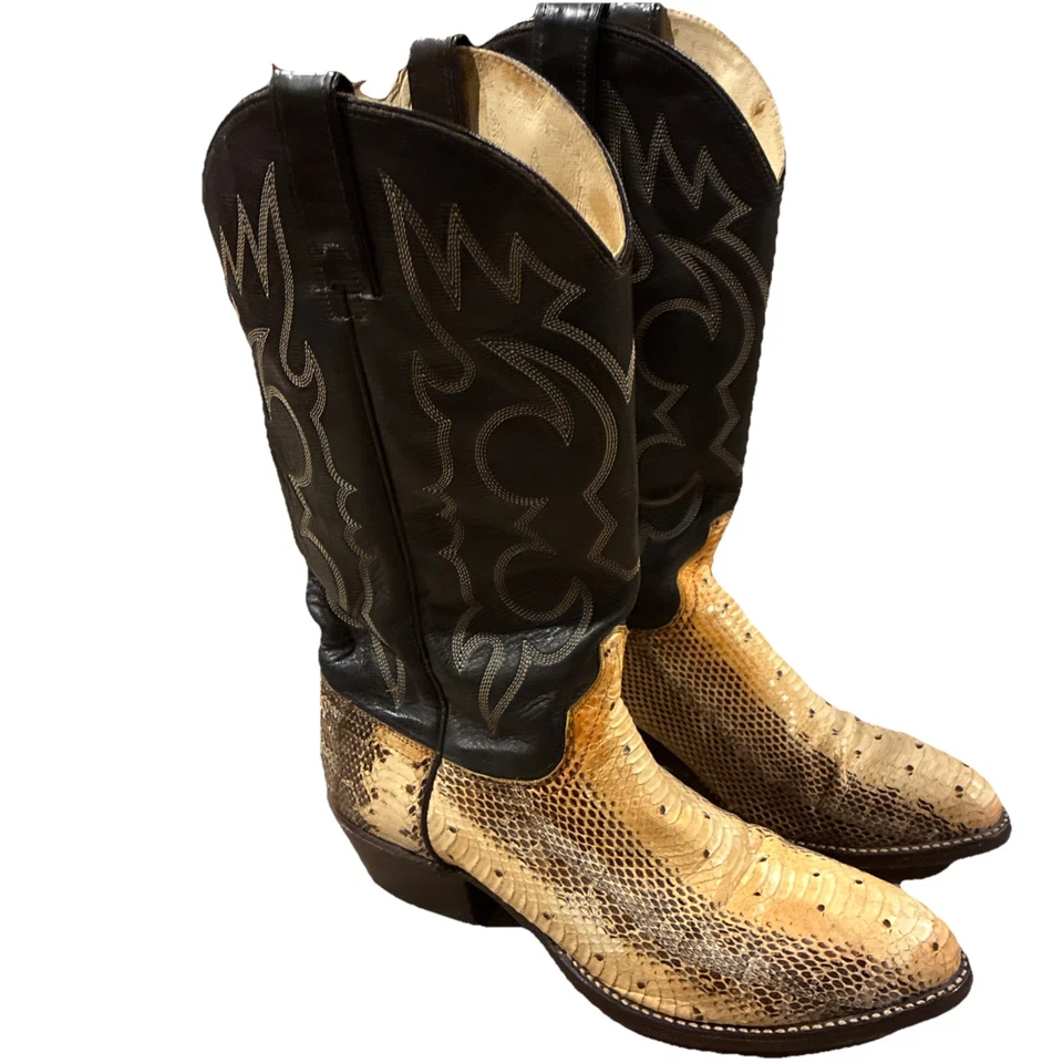 Botas Serpiente Imperial Hombre Talla 9 D Cuero Western Vintage Foto 2 de 4