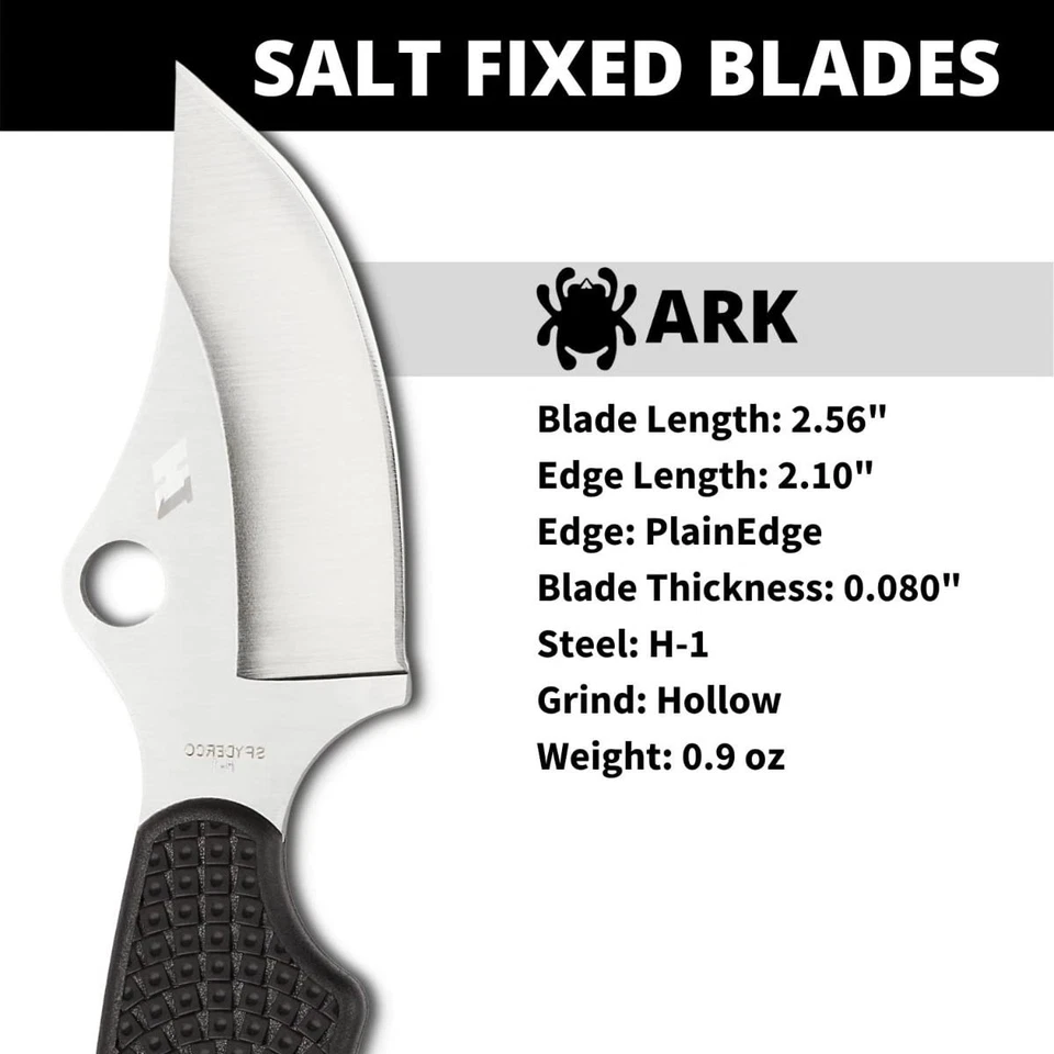 Spyderco Ark Salt Fixed Blade Knife with 2.56" H-1 Corrosion-Resistant Steel ... - Image 4 of 4