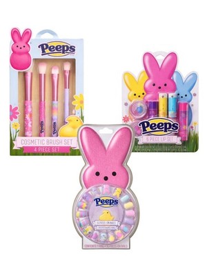 PEEPS Gift Set ~ Press On Nails, Lip Balm, Brush Set ~ Easter Basket Stuffer