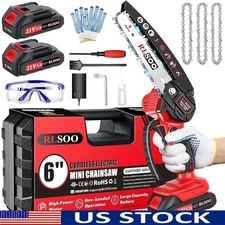 Cordless Mini Chainsaw 6 Inch Electric Pruner Portable W/ Safety Features New