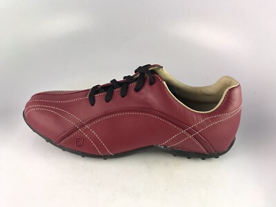 FootJoy 97701 Red Leather Spikeless Casual Lace Golf Shoes