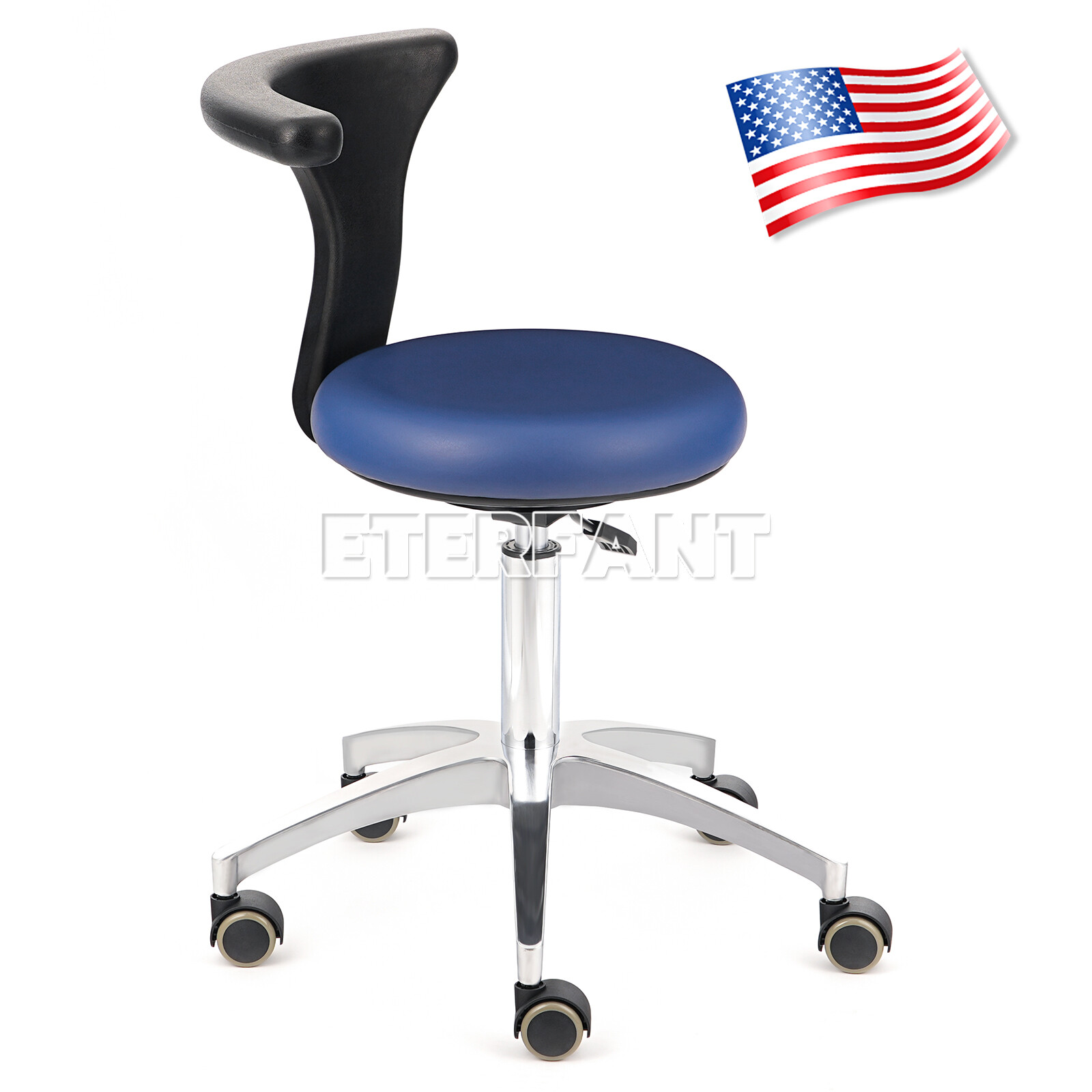 ETERFANT Dental Doctor Assistant Stool Mobile Chair PU Leather Adjustable Height