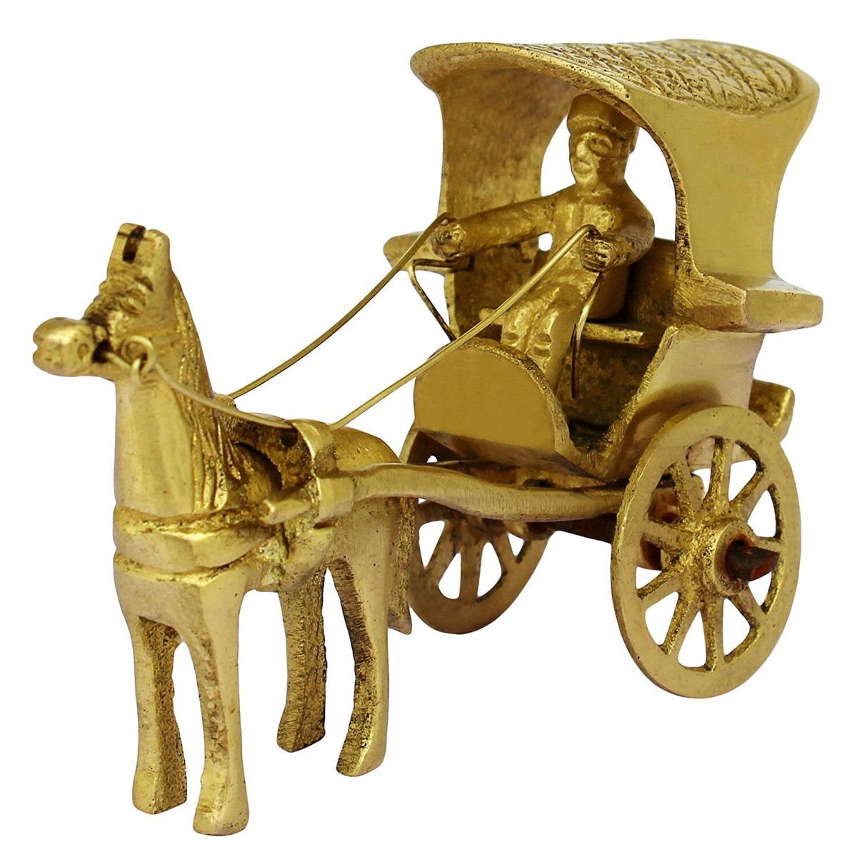 Brass Horse Cart Tanga Statue Traditional Style Showpiece For Home