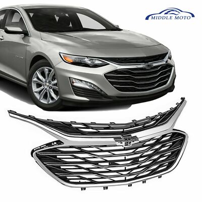 Fit Chevrolet Malibu 2019-2024 Front Bumper Upper Lower Grill Grille Chrome 3PCS