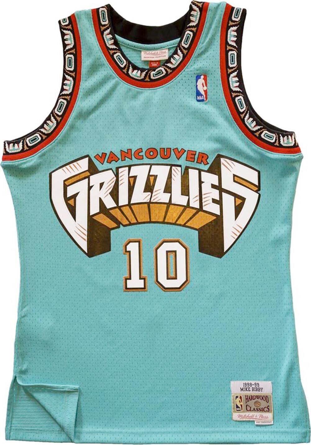 Men's Mitchell & Ness Mike Bibby Red/Teal Vancouver Grizzlies 1998/99 Hardwood  Classics Fadeaway Swingman Player Jersey