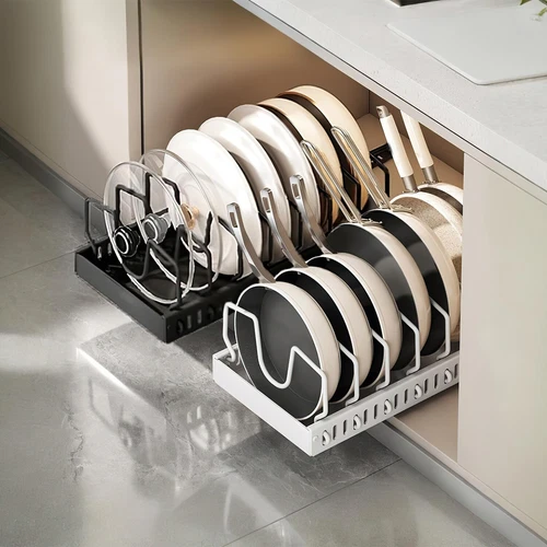 Pots and Pans Pot Lid Holder Pull out Storage Rack Kitchen Cabinet Organizer