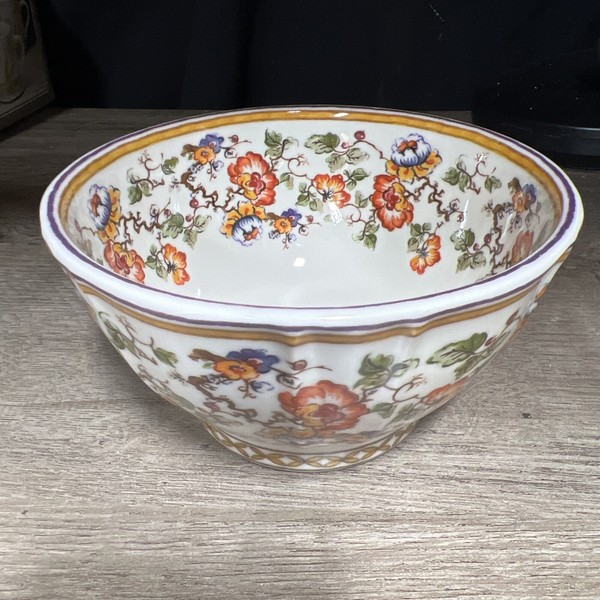 World Market WOM35 Floral Borde Flor Sopa Cereal Cuenco Portugal Mariposa