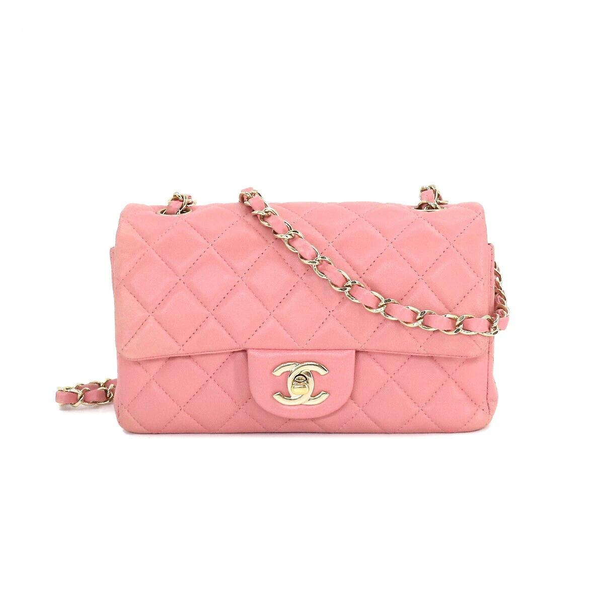 CHANEL Mini Matelasse 20 Chain Shoulder Bag Leather Pink 90202290