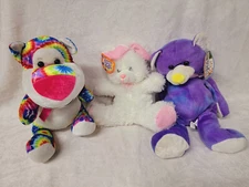 Tye Dyed Bear 13" Rabbit 11" Purple Bear 17" Plush Soft Toy Stuffed Animal