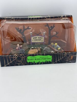 Lemax Spooky Town Halloween Scary Acres Cemetery 2010 With Box