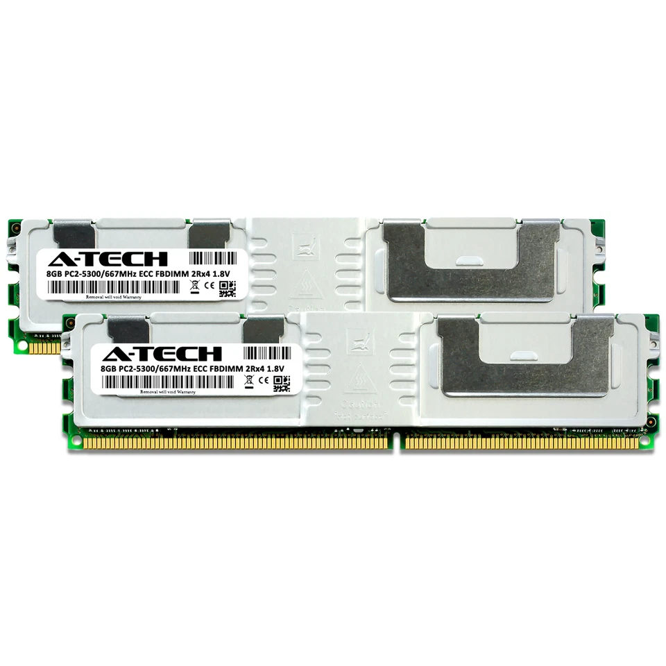 16GB 2x 8GB DDR2 PC2-5300F FBDIMM (Dell A6991817 Equivalent) Server Memory RAM - Image 2 of 2