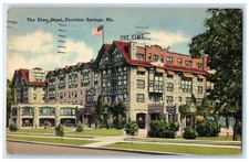 Excelsor Springs Missouri MO Postcard The Elms Hotel Exterior Roadside 1949 Flag