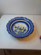 Vintage~ 14 Inch~ Floral Print~Serving Bowl~EX COND 