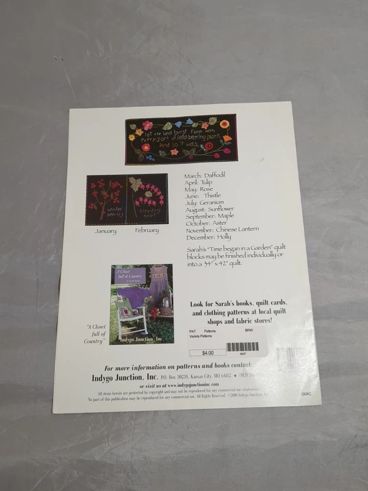 Time Began In A Garden Indygo Junction, Inc. Quilt Pattern Bleeding Heart - Image 2 of 3