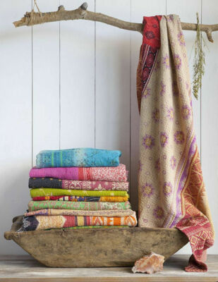 5 PC Wholesale Lot Bedspreads Vintage Kantha Quilt Cotton Blanket Boho Bed Cover